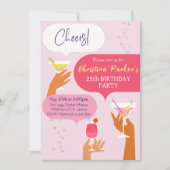 Eleganter Chic Cocktail zum Thema 25. Geburtstag Einladung (Vorderseite)