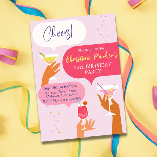 Eleganter Chic Cocktail zum Thema 45. Geburtstag Einladung