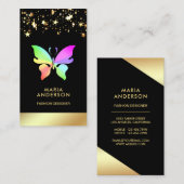 Eleganter Chic Confetti Black Gold Regenbogen Butt Visitenkarte (Vorne/Hinten)