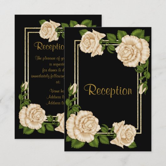Eleganter Chic Corner Elfenbeinküste Rose Hochzeit Einladung (Vorne/Hinten)