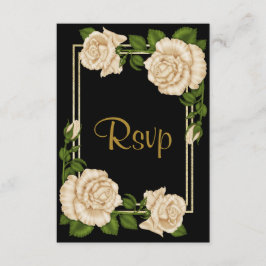 Eleganter Chic Corner Elfenbeinküste Rose Hochzeit RSVP Karte