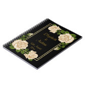 Eleganter Chic Corner Ivory Rose Bouquets Wedding Notizblock (Linke Seite)