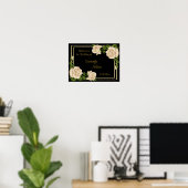 Eleganter Chic Corner Ivory Rose Bouquets Wedding Poster (Heimbüro)