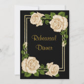 Eleganter Chic Corner Ivory Rose Probe Abendessen Einladung (Vorderseite)