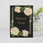 Eleganter Chic Corner Ivory Rose Probe Abendessen Einladung (Stehend Vorderseite)