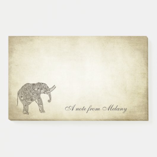 Eleganter Chic-Dame-Elefant Vintag Post-it Klebezettel (Vorderseite)