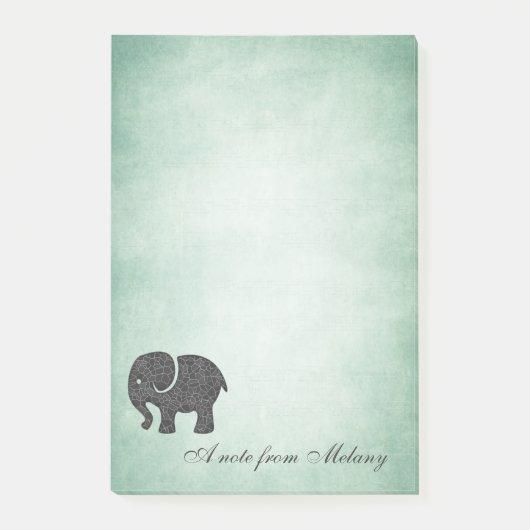 Eleganter Chic-Dame-Elefant Vintag Post-it Klebezettel (Vorderseite)