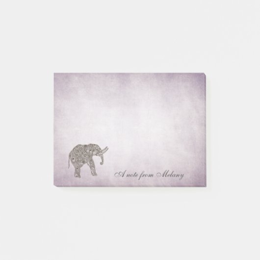Eleganter Chic-Dame-Elefant Vintag Post-it Klebezettel (Vorderseite)