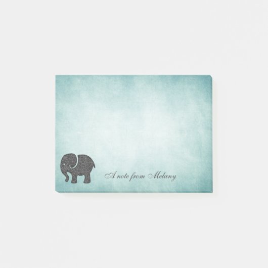 Eleganter Chic-Dame-Elefant Vintag Post-it Klebezettel (Vorderseite)