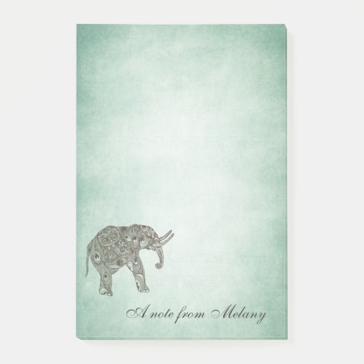 Eleganter Chic-Dame-Elefant Vintag Post-it Klebezettel (Vorderseite)