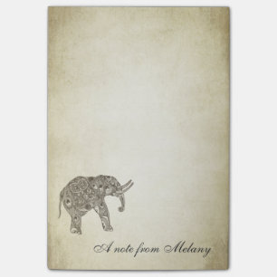 Eleganter Chic-Dame-Elefant Vintage Post-it Klebezettel
