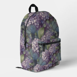 Eleganter, chic dusty lila boho Aquarellblume Bedruckter Rucksack