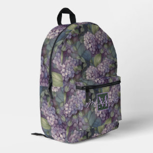 Eleganter, chic dusty lila boho Aquarellblume Bedruckter Rucksack