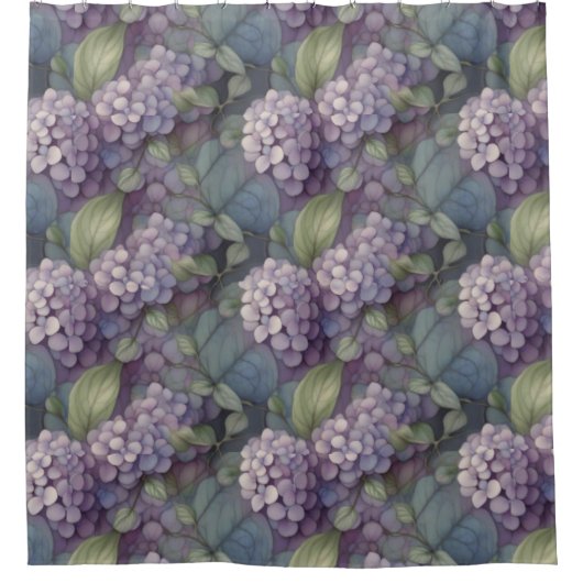 Eleganter, chic dusty lila boho Aquarellblume Duschvorhang (Vorderseite)