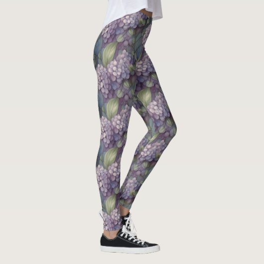 Eleganter, chic dusty lila boho Aquarellblume Leggings (Rechts)