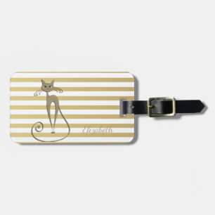 Eleganter Chic Falscher Gold Glitzernder  Katze Au Gepäckanhänger