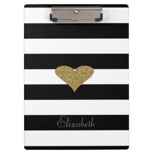 Eleganter Chic  Falsches Gold Glitzerndes Herz Auf Klemmbrett