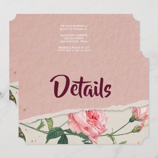 Eleganter Chic Floral Einladung (Vorne/Hinten)