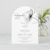 Eleganter Chic Floral Foto Engagement Party Arch Einladung (Stehend Vorderseite)