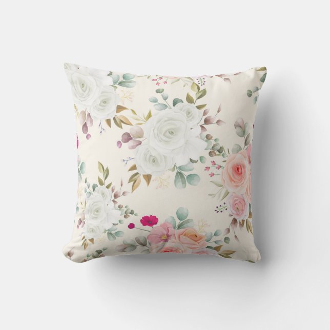Eleganter Chic floral Kissen (Vorderseite)