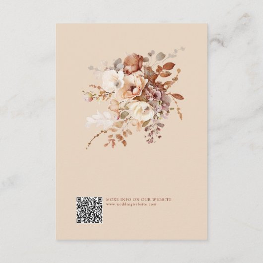 Eleganter Chic Floral Wedding Details QR Code Begleitkarte (Rückseite)