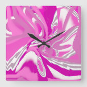 Eleganter Chic Fuchsia Pink Wall Clock Quadratische Wanduhr (Vorderseite)
