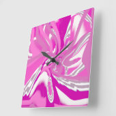 Eleganter Chic Fuchsia Pink Wall Clock Quadratische Wanduhr (Winkel)
