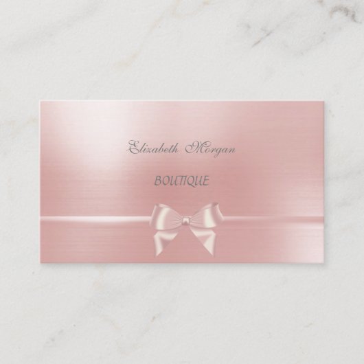 Eleganter Chic Glamour Pink Ribbon Bow Visitenkarte (Vorderseite)