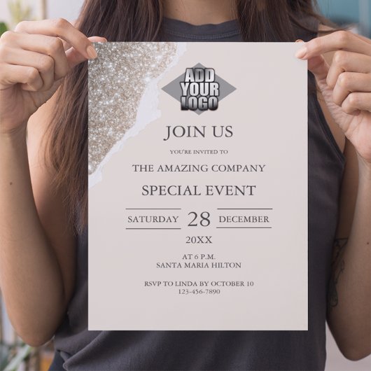 Eleganter Chic Glitter & Neutrales Event Einladung