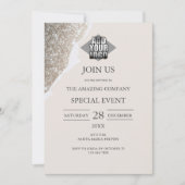 Eleganter Chic Glitter & Neutrales Event Einladung (Vorderseite)