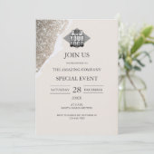 Eleganter Chic Glitter & Neutrales Event Einladung (Stehend Vorderseite)