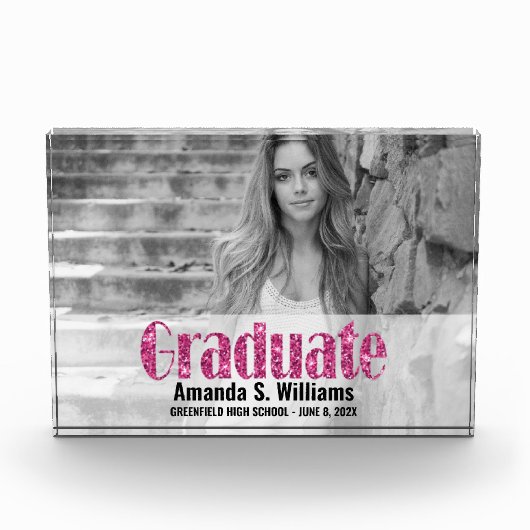 Eleganter Chic Glitzer Abschluss Fotoblock (Vorderseite)