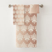 Eleganter Chic Glow Rose Gold Damask Badhandtuch Set (Insitu)