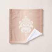 Eleganter Chic Glow Rose Gold Damask Badhandtuch Set (Waschlappen)