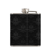 Eleganter Chic Gold Elephant Floral, Black Damask Flachmann (Rückseite)