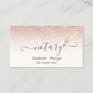 Eleganter Chic Gold Feather Notary Rose Gold Glitz Visitenkarte