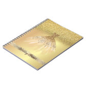 Eleganter Chic Gold Glitzer Bokeh, Kleid, Spitze Notizblock (Linke Seite)