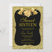 Eleganter Chic Gold Glitzer Gold Rose Sweet 16 Einladung (Vorderseite)