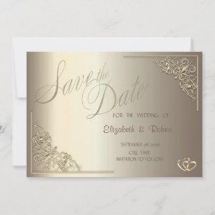 Eleganter Chic Gold-Herzen-Rahmen Save The Date