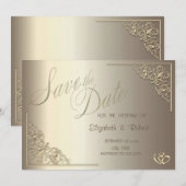 Eleganter Chic Gold-Herzen-Rahmen Save The Date (Vorne/Hinten)