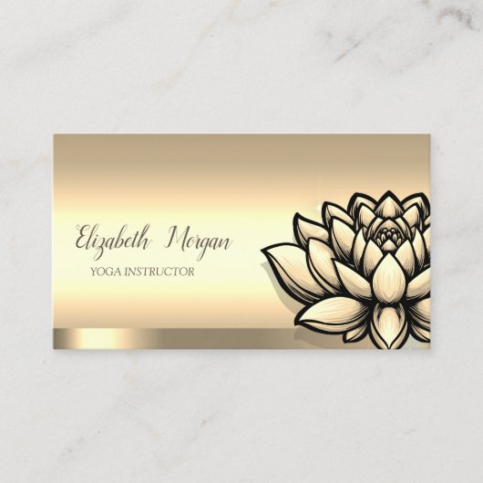 Eleganter Chic Gold Lotus Blume Yoga Instructor Visitenkarte (Vorderseite)