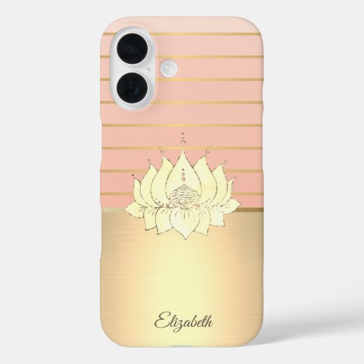 Eleganter Chic Gold Lotus gestreift Case-Mate iPhone Hülle (Rückseite)