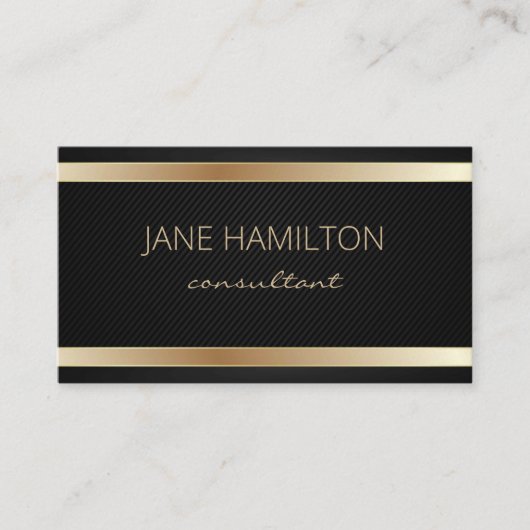 Eleganter Chic Gold Minimalistisch Black Visitenkarte (Vorderseite)