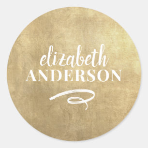 Eleganter Chic Gold Moderner Platz Minimalistisch Runder Aufkleber