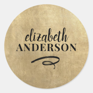 Eleganter Chic Gold Moderner Platz Minimalistisch Runder Aufkleber