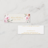 Eleganter Chic Gold Rahmen Girly Pink Floral Mini Visitenkarte (Vorne/Hinten)
