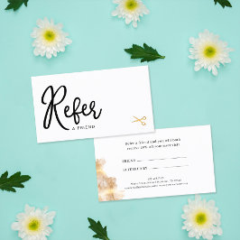 Eleganter Chic Gold Scissors Hair Stylist-Kunde Empfehlungskarte