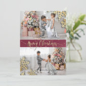 Eleganter Chic Gold Snowflakes Foto Frohe Weihnach (Stehend Vorderseite)