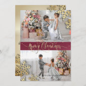 Eleganter Chic Gold Snowflakes Foto Frohe Weihnach (Vorne/Hinten)