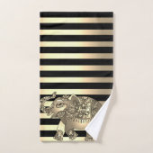 Eleganter Chic Gold Stripes Elephant Badhandtuch Set (Handtuch)